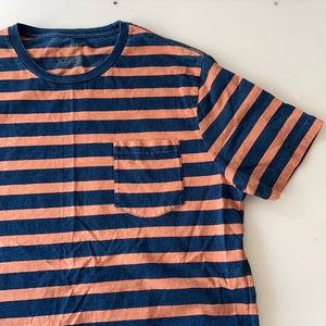 J. Crew 1 Pocket  Short Sleeve Crewneck  indigo Stripe T Sz. Large